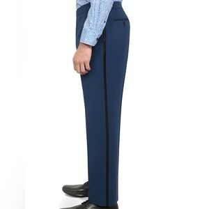 NWT Men's Society Of Threads Blue Tuxedo Pants with Black Stripes-40”x30”